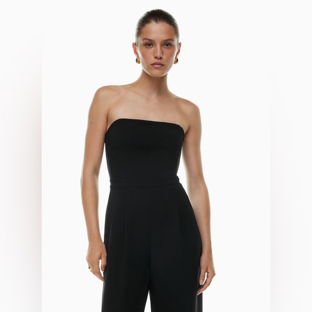 Aritzia Babaton Imagine Black Strapless gabardine Formal Wedding Guest Jumpsuit